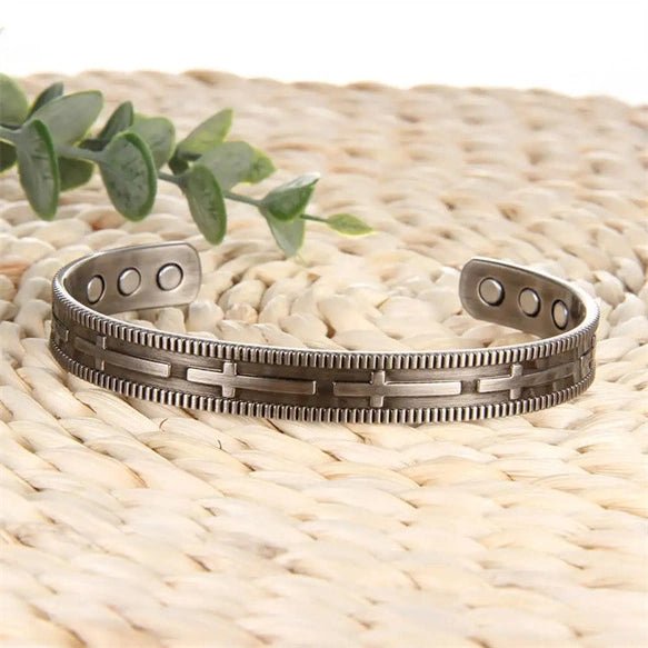 Bio Magnetic Grey Cross Pure Copper Bracelet - Karoo Earth