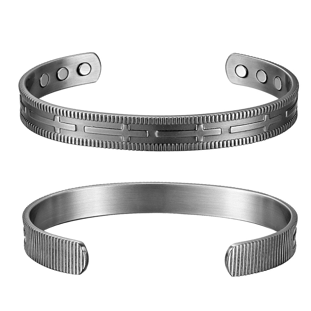 Bio Magnetic Grey Cross Pure Copper Bracelet - Karoo Earth