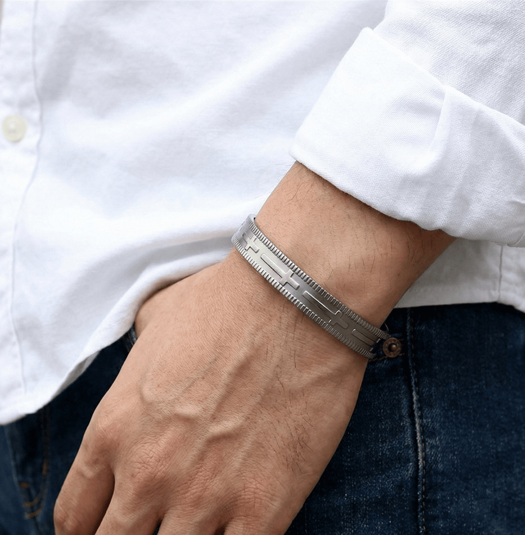 Bio Magnetic Grey Cross Pure Copper Bracelet - Karoo Earth