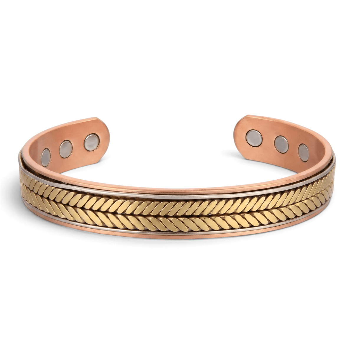 Bio Magnetic Herringbone Two Tone Pure Copper Bracelet - Karoo Earth