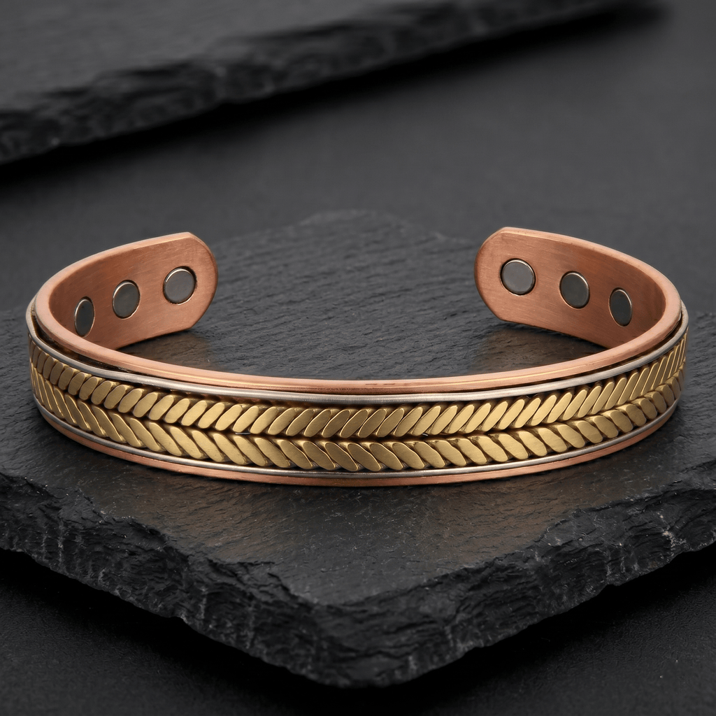 Bio Magnetic Herringbone Two Tone Pure Copper Bracelet - Karoo Earth