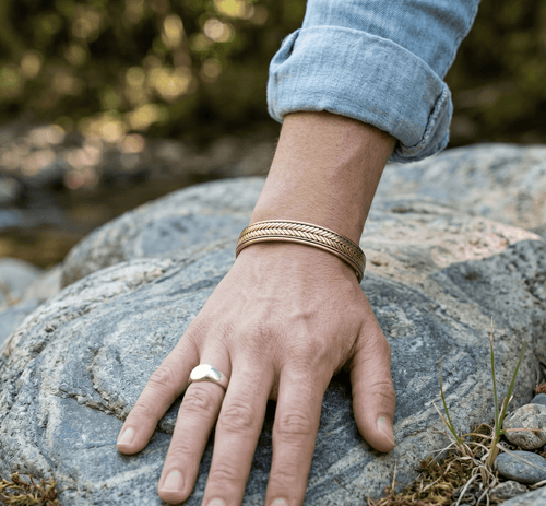 Bio Magnetic Herringbone Two Tone Pure Copper Bracelet - Karoo Earth