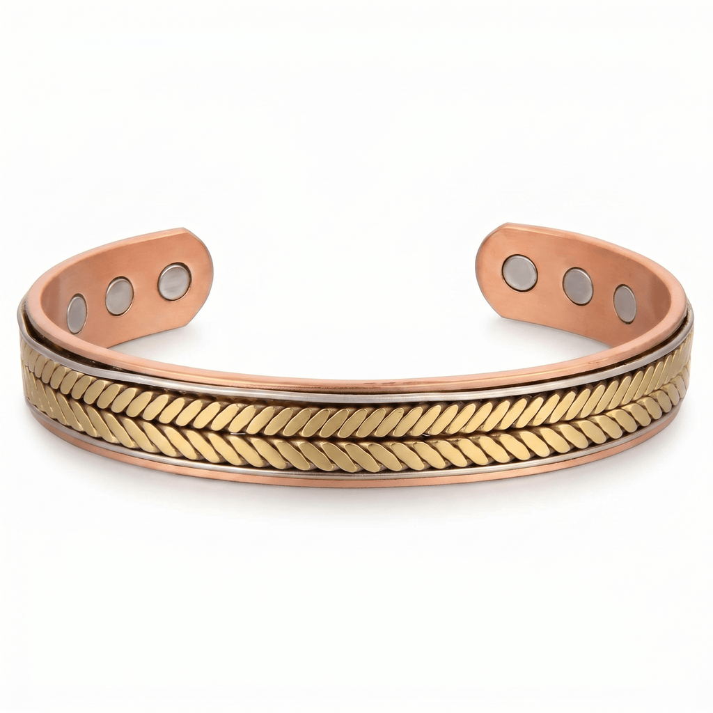 Bio Magnetic Herringbone Two Tone Pure Copper Bracelet - Karoo Earth