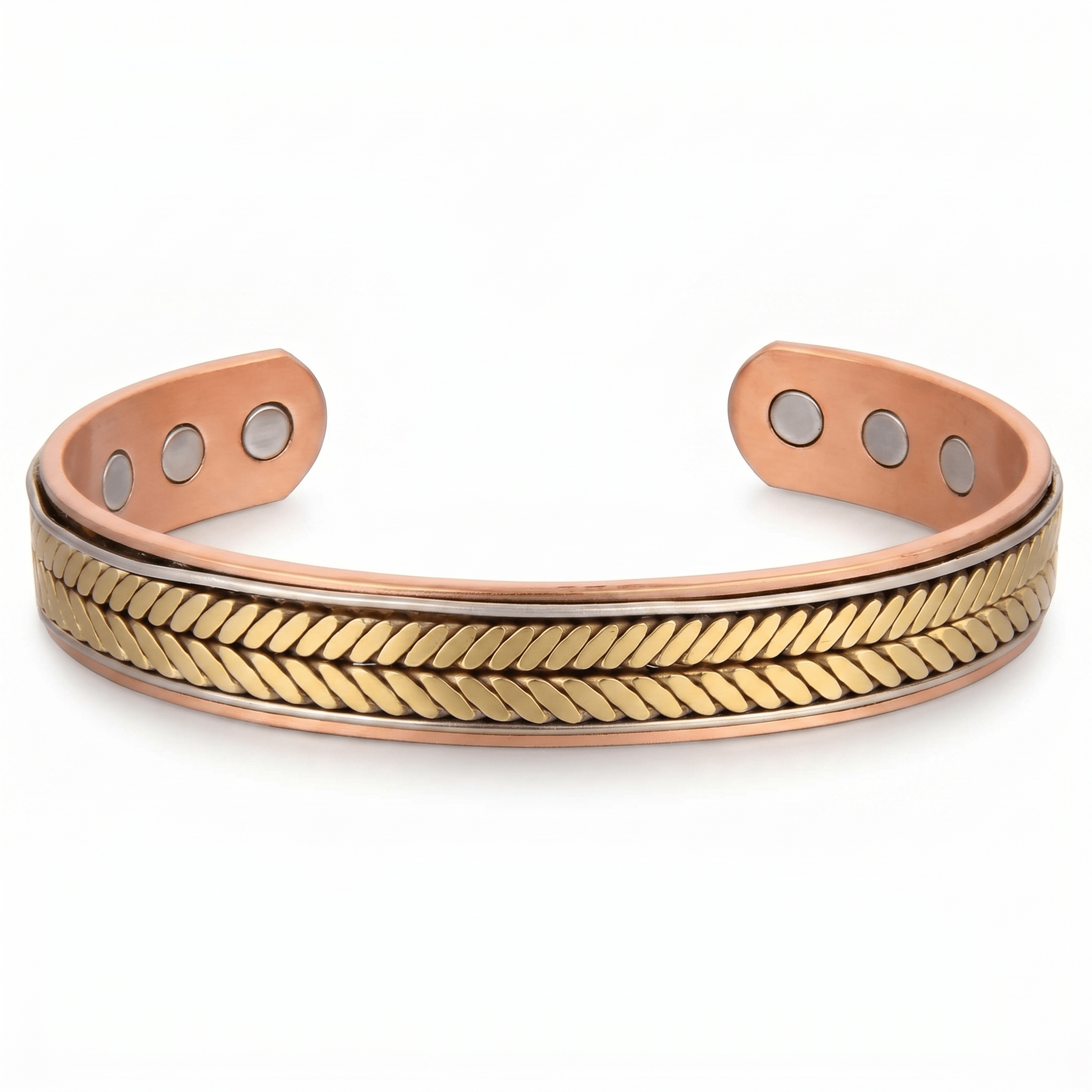 Bio Magnetic Herringbone Two Tone Pure Copper Bracelet - Karoo Earth