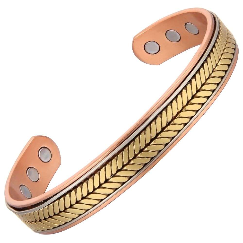 Bio Magnetic Herringbone Two Tone Pure Copper Bracelet - Karoo Earth