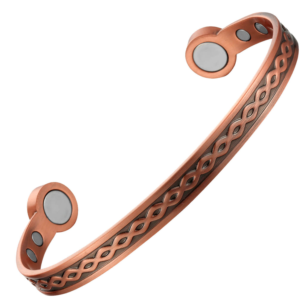 Bio Magnetic Link Engraved Pure Copper Bracelet - Karoo Earth