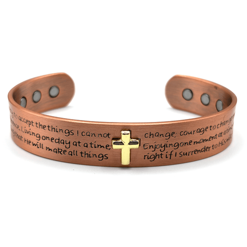 Bio Magnetic Serenity Prayer Engraved Pure Copper Bracelet - Karoo Earth