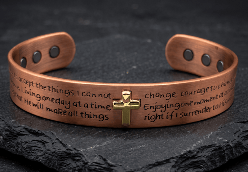Bio Magnetic Serenity Prayer Engraved Pure Copper Bracelet - Karoo Earth