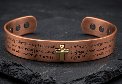 Bio Magnetic Serenity Prayer Engraved Pure Copper Bracelet - Karoo Earth