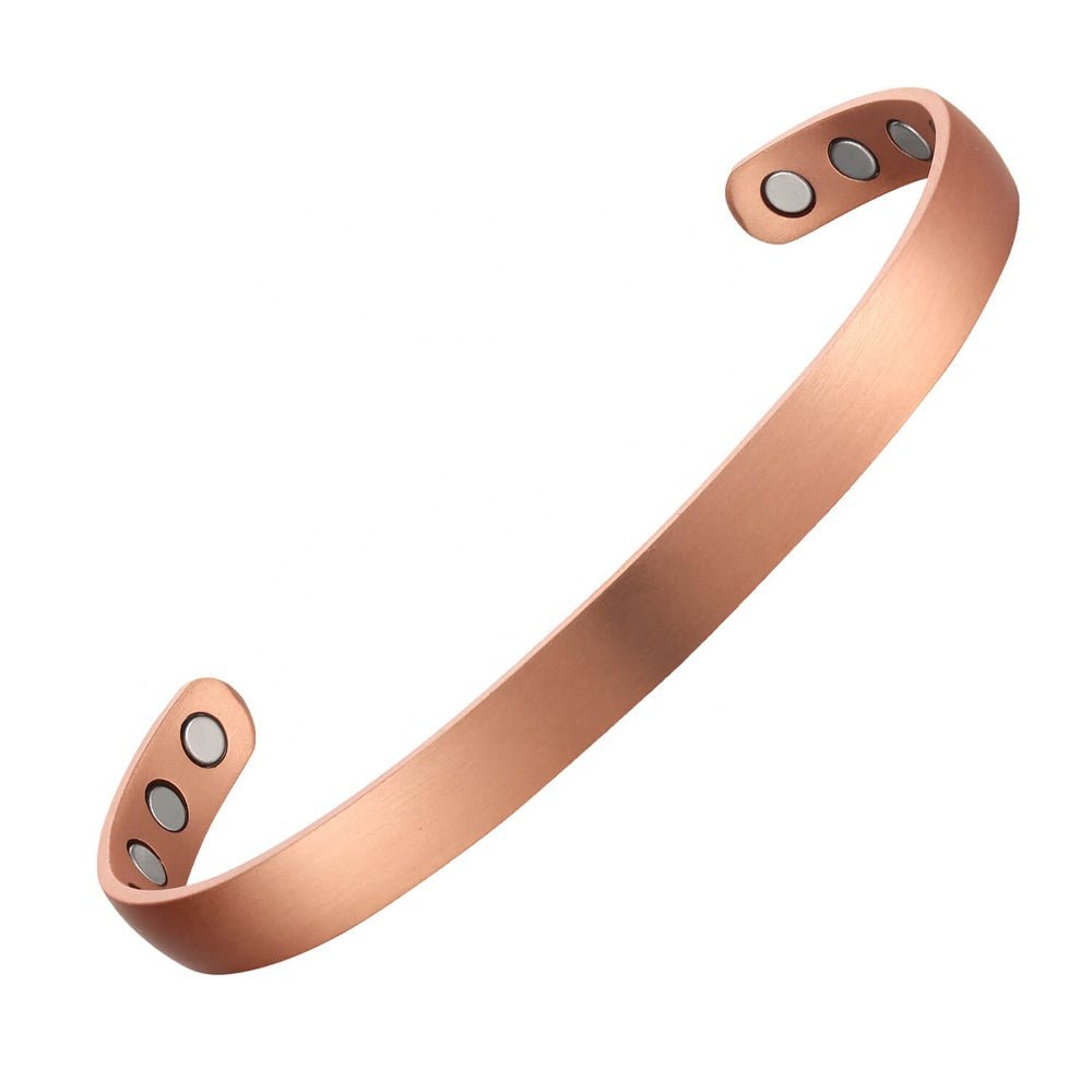 Bio Magnetic Thin Brushed Pure Copper Bracelet - Karoo Earth