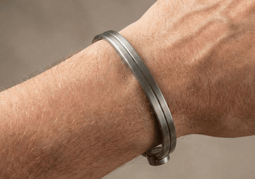 Bio Magnetic Thin Line Silver Electroplated Copper Bracelet - Karoo Earth