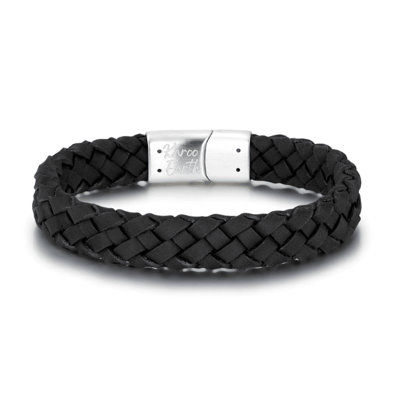 Black Braided Italian Leather Bracelet - Karoo Earth