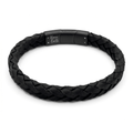 Black Braided Italian Leather Bracelet with Matt Black Stainless Steel Magnetic Clasp + Extender Link - Karoo Earth