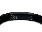 Black Braided Italian Leather Bracelet with Stainless Steel Magnetic Clasp + Extender Link - Karoo Earth