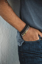 Black Braided Italian Leather with Stainless Steel Clasp - Karoo Earth