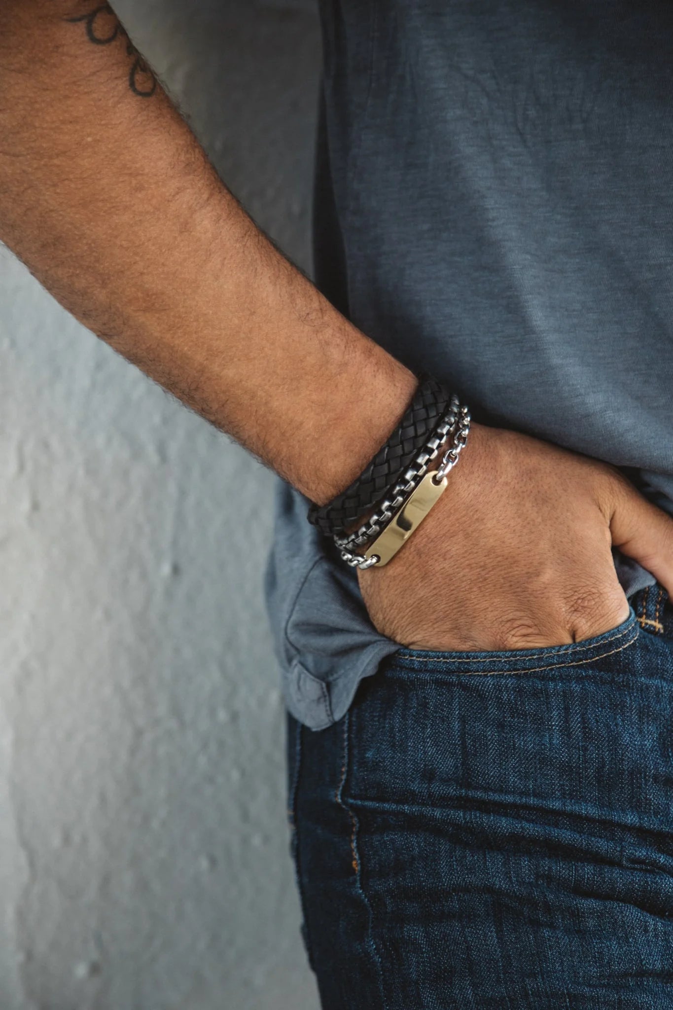 Black Braided Italian Leather with Stainless Steel Clasp - Karoo Earth