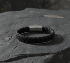 Black Braided Italian Leather with Stainless Steel Clasp - Karoo Earth