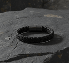 Black Braided Italian Leather with Stainless Steel Clasp - Karoo Earth