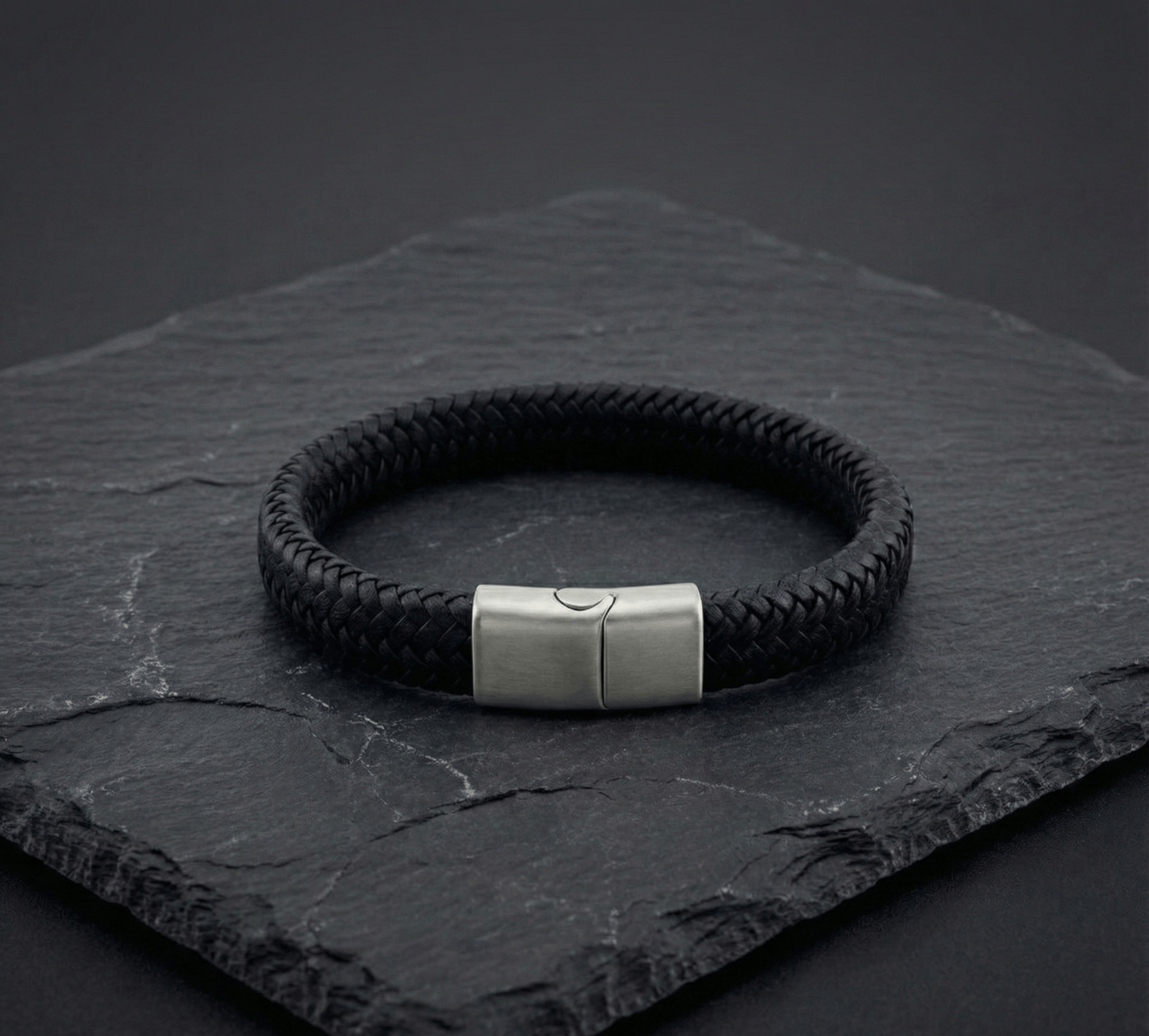 Black Braided Leather Bracelet - Karoo Earth