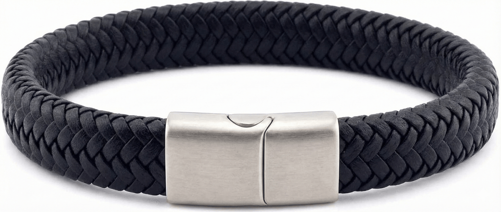 Black Braided Leather Bracelet - Karoo Earth