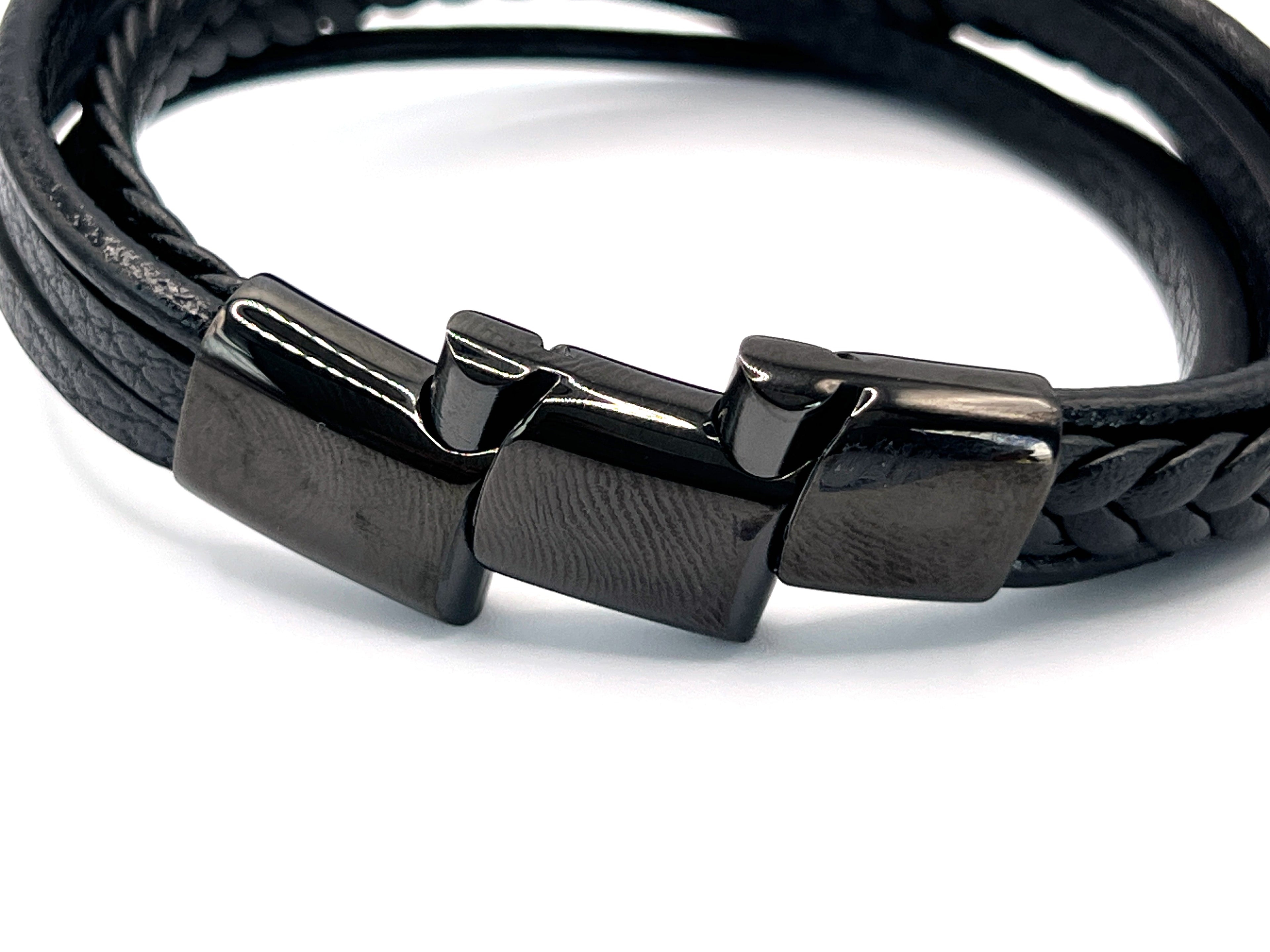 Black Braided Multi Layer Leather Bracelet - Karoo Earth