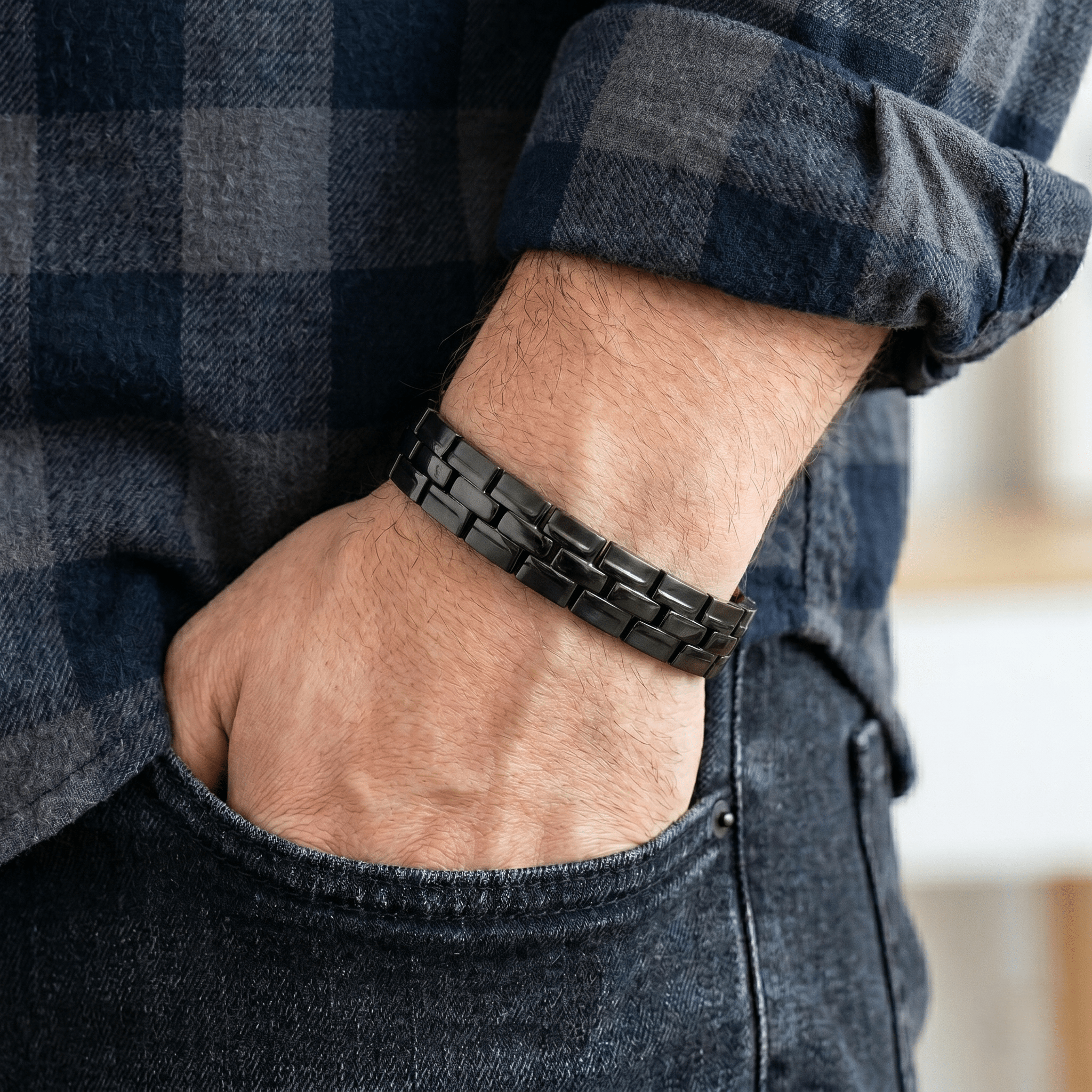 Black Electroplated Double Track Pure Copper Link Bracelet - Karoo Earth