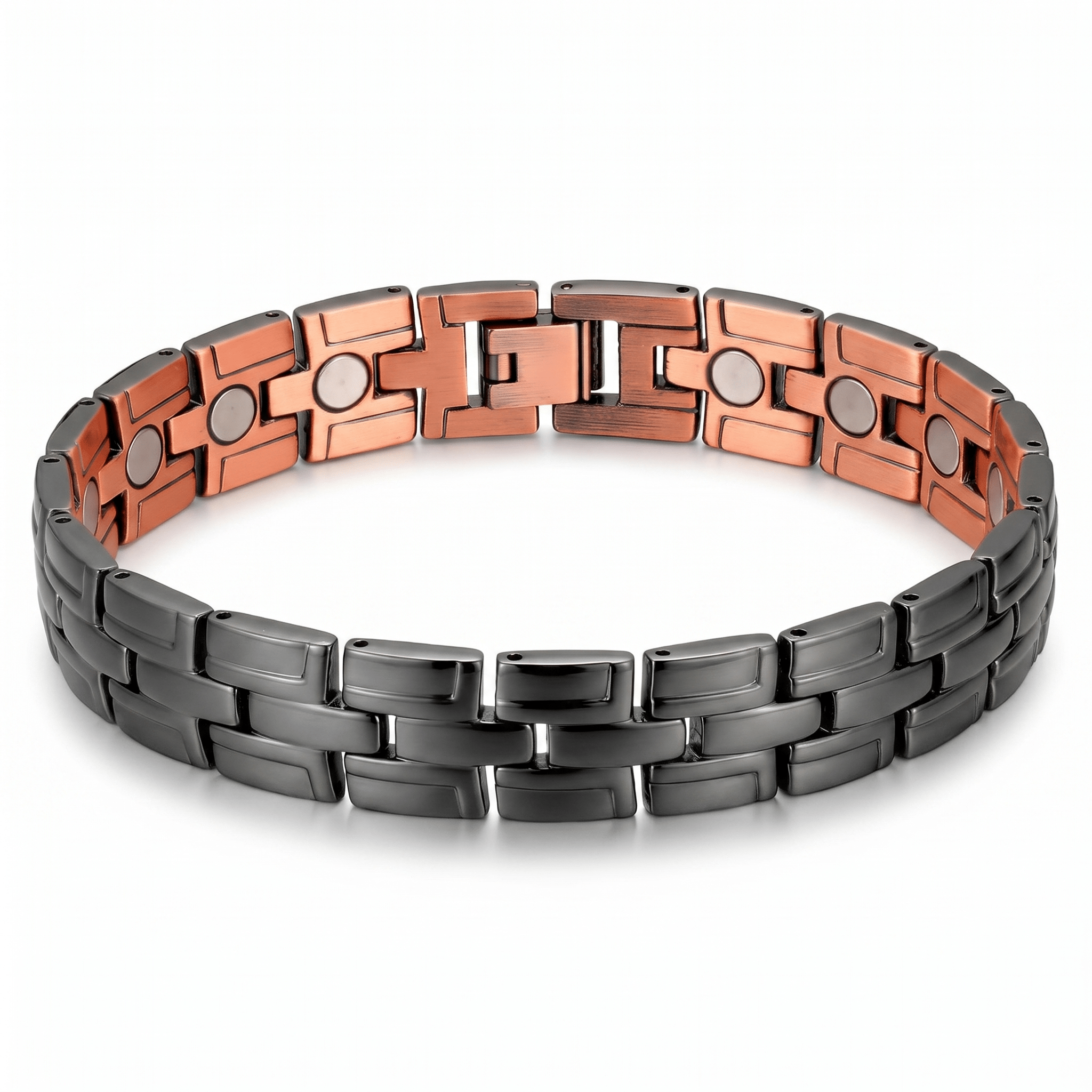 Black Electroplated Double Track Pure Copper Link Bracelet - Karoo Earth