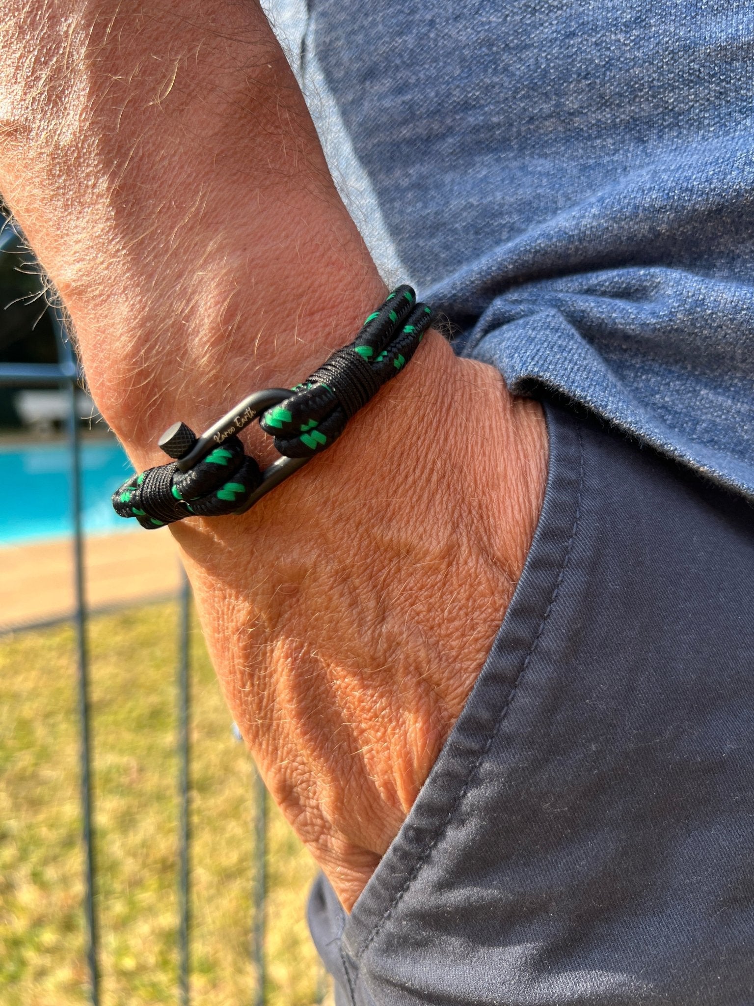 Black & Green Rope Shackle Bracelet - Karoo Earth