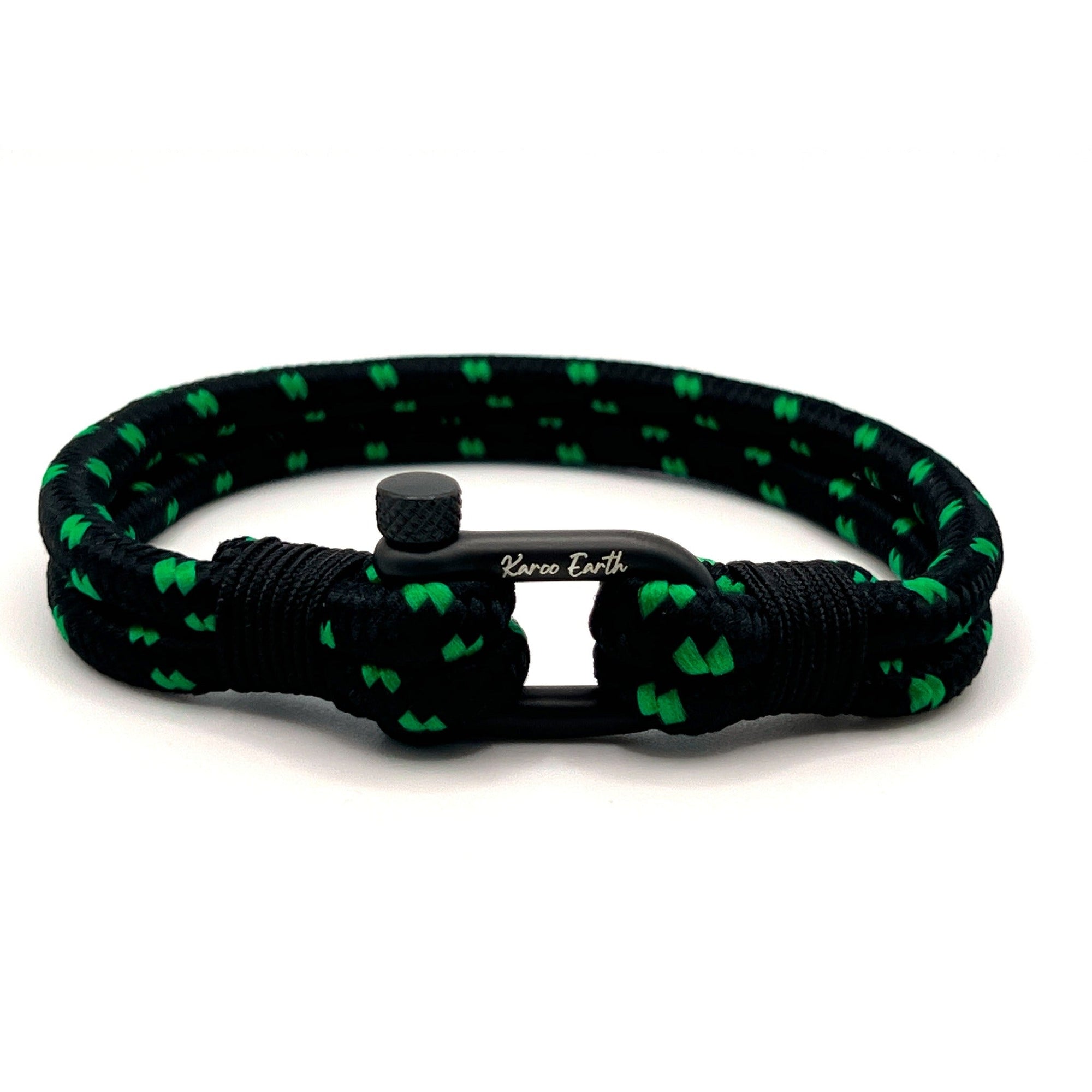 Black & Green Rope Shackle Bracelet - Karoo Earth
