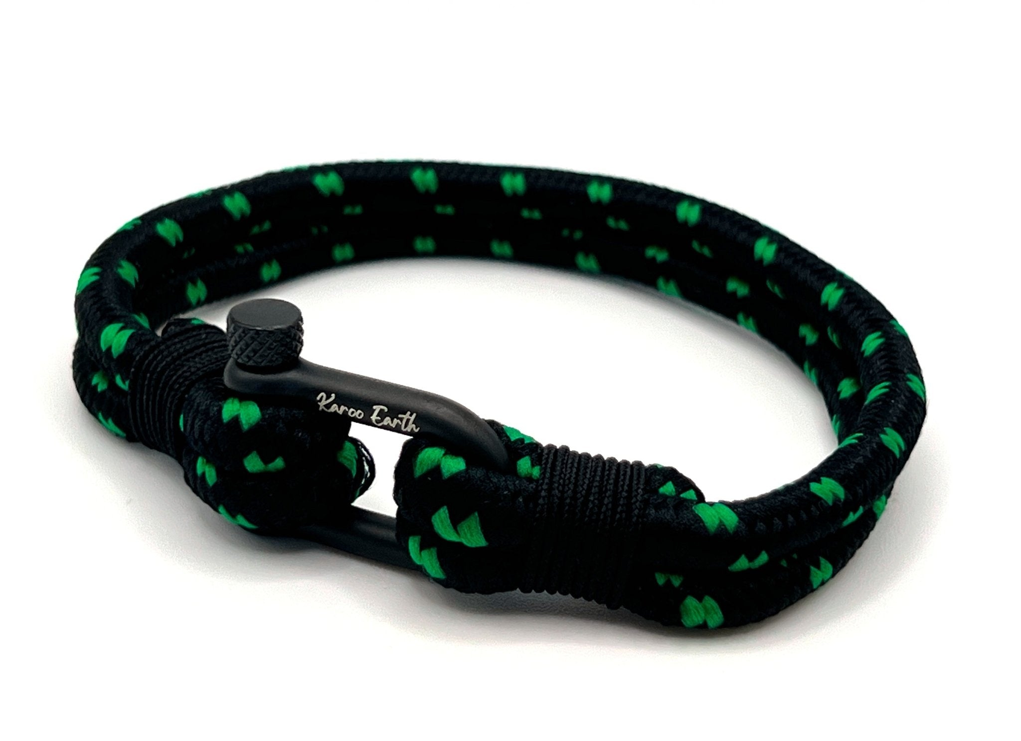 Black & Green Rope Shackle Bracelet - Karoo Earth
