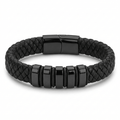 Black Leather Bracelet with extra link & Magnetic Clasp - Karoo Earth