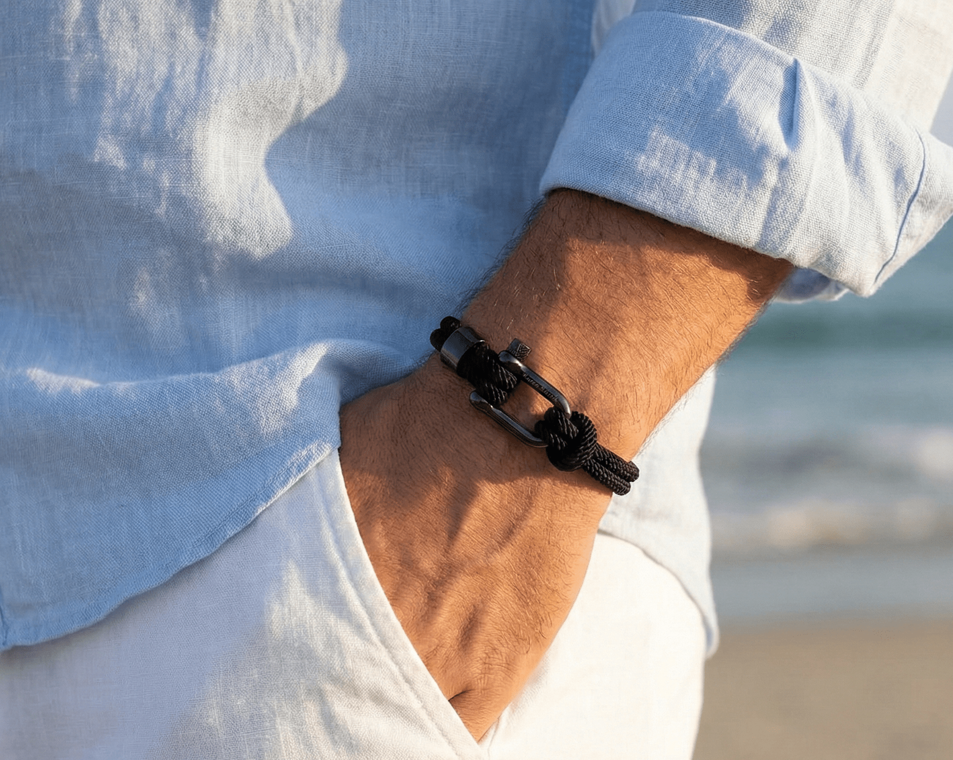 Black Nautical Shackle Bracelet - Karoo Earth