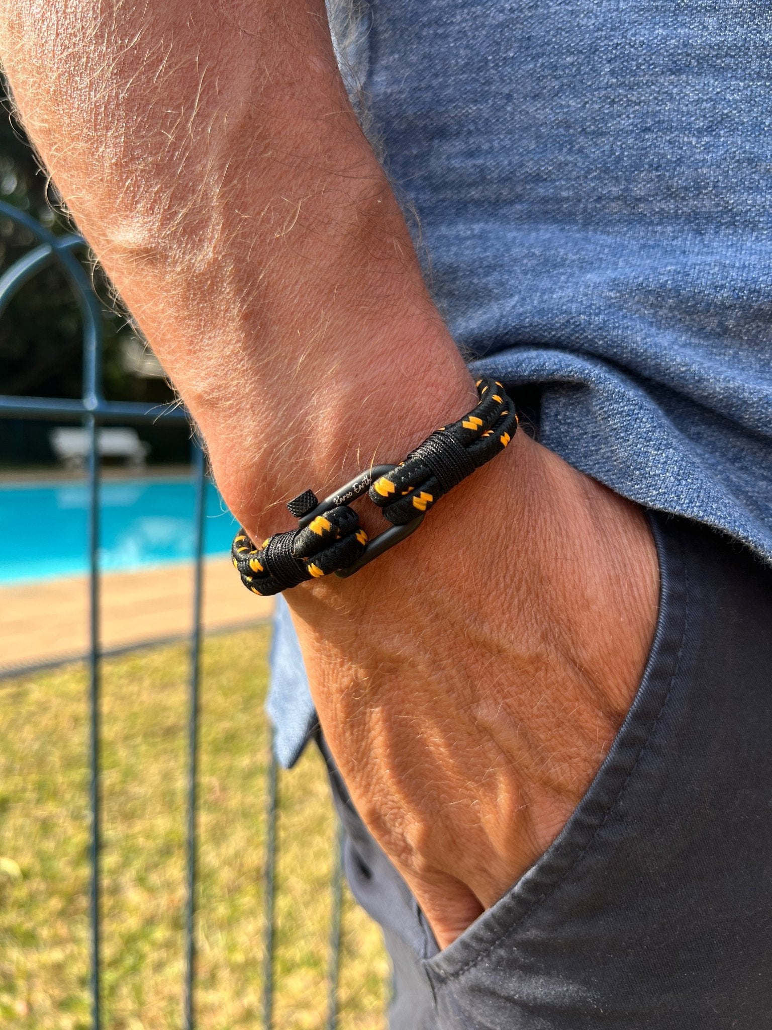Black & Orange Rope Shackle Bracelet - Karoo Earth