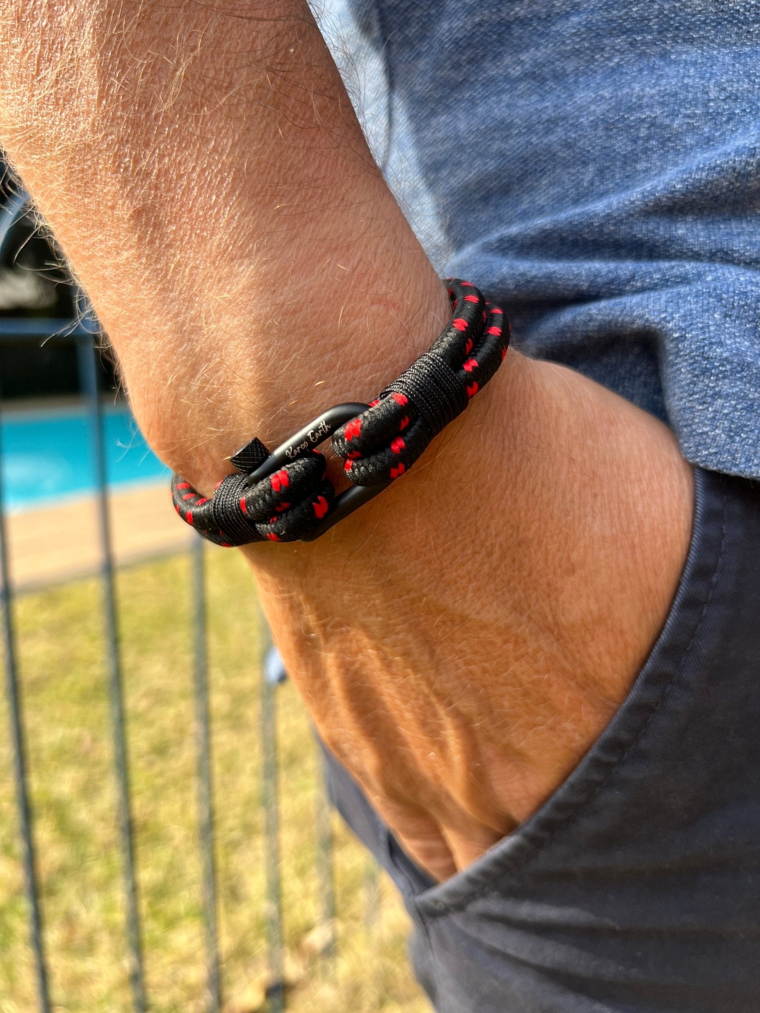 Black & Red Rope Shackle Bracelet - Karoo Earth