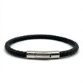 Black Single Braided Leather Bracelet - Karoo Earth