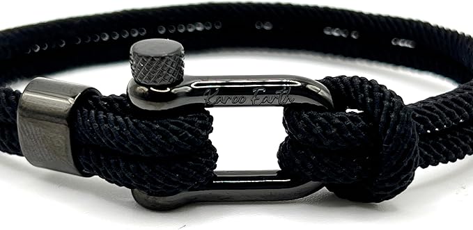 Black Stainless Steel Nautical Sailing Rope Shackle Bracelet - Karoo Earth