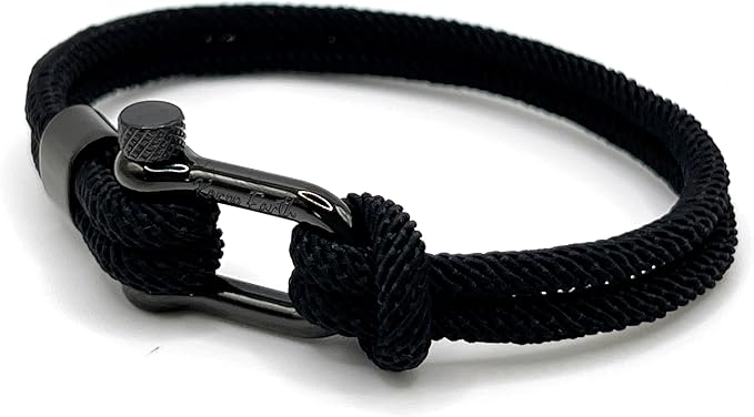 Black Stainless Steel Nautical Sailing Rope Shackle Bracelet - Karoo Earth
