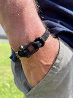 Black Stainless Steel Nautical Sailing Rope Shackle Bracelet - Karoo Earth