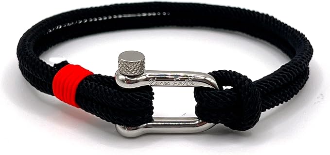 Black Stainless Steel Nautical Sailing Rope Shackle Bracelet - Karoo Earth