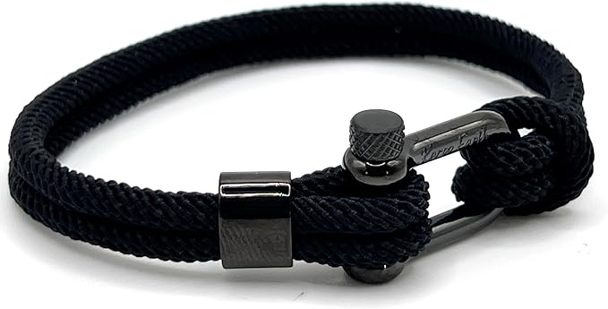 Black Stainless Steel Nautical Sailing Rope Shackle Bracelet - Karoo Earth