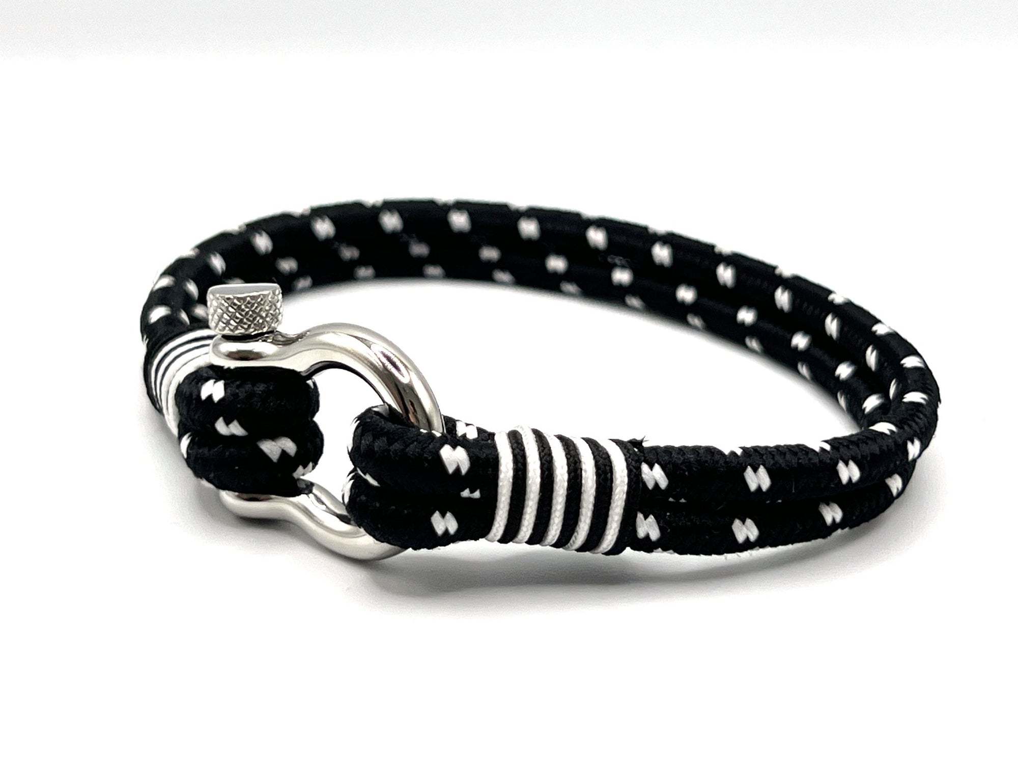 Black & White Horseshoe Stainless Steel Shackle Bracelet - Karoo Earth