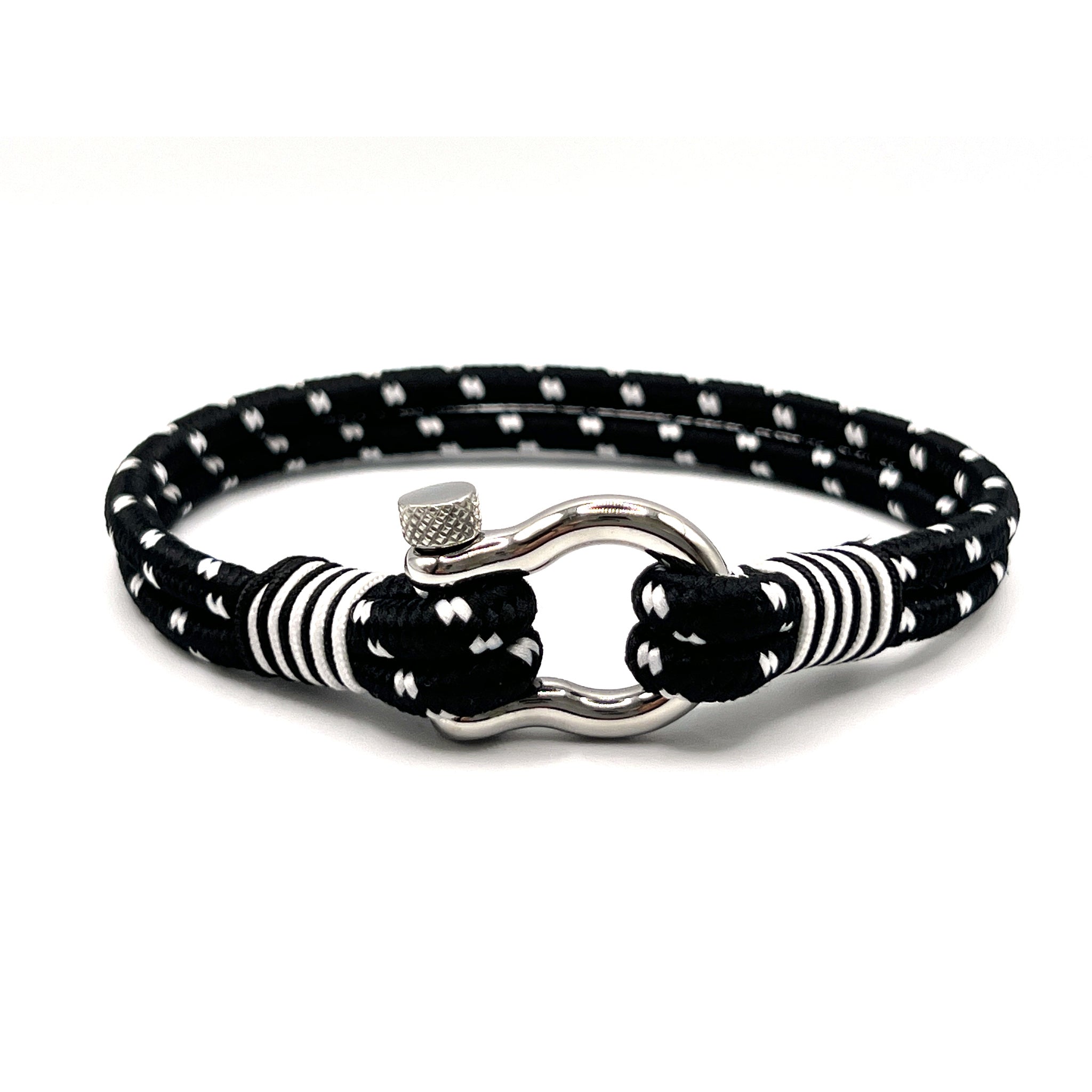 Black & White Horseshoe Stainless Steel Shackle Bracelet - Karoo Earth