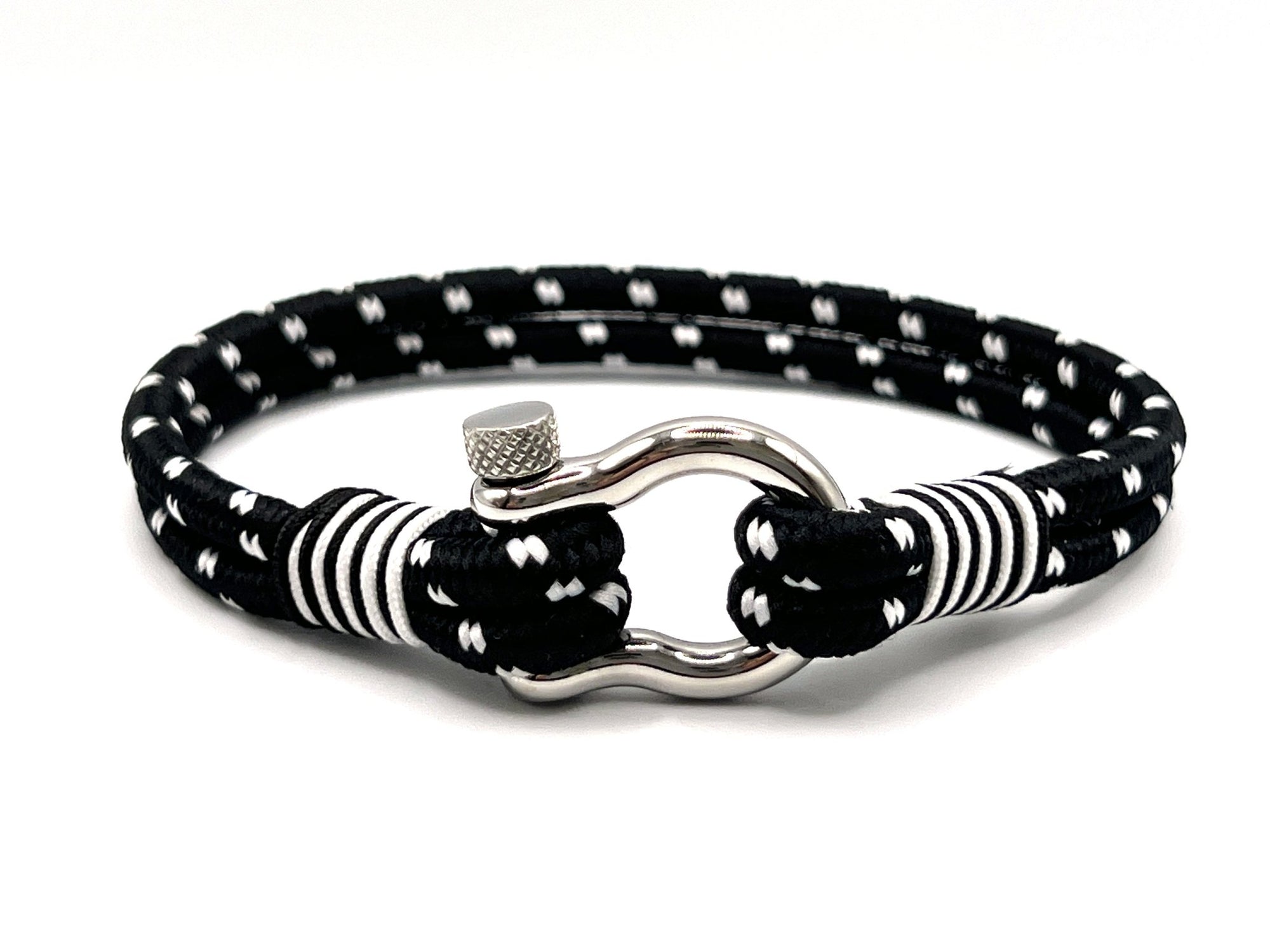 Black & White Horseshoe Stainless Steel Shackle Bracelet - Karoo Earth