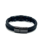 Black Woven Leather Bracelet with Magnetic Clasp - Karoo Earth