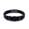 Black Woven Leather Bracelet with Magnetic Clasp - Karoo Earth
