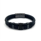 Black Woven Leather Bracelet with Magnetic Clasp - Karoo Earth