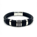 Black Woven Leather Ring Bracelet - Karoo Earth