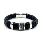 Black Woven Leather Ring Bracelet - Karoo Earth