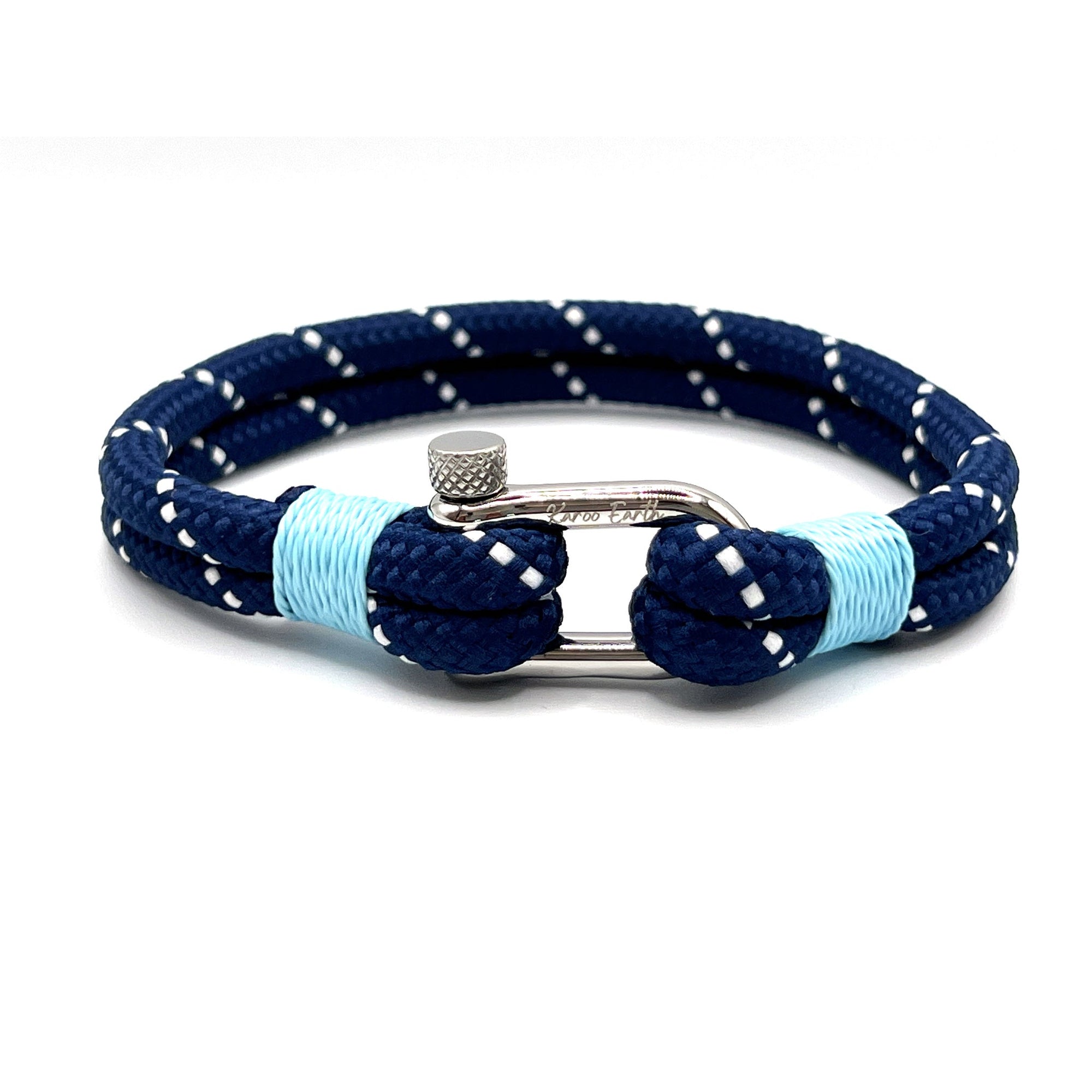 Blue Stainless Steel Nautical Sailing Rope Shackle Bracelet - Karoo Earth