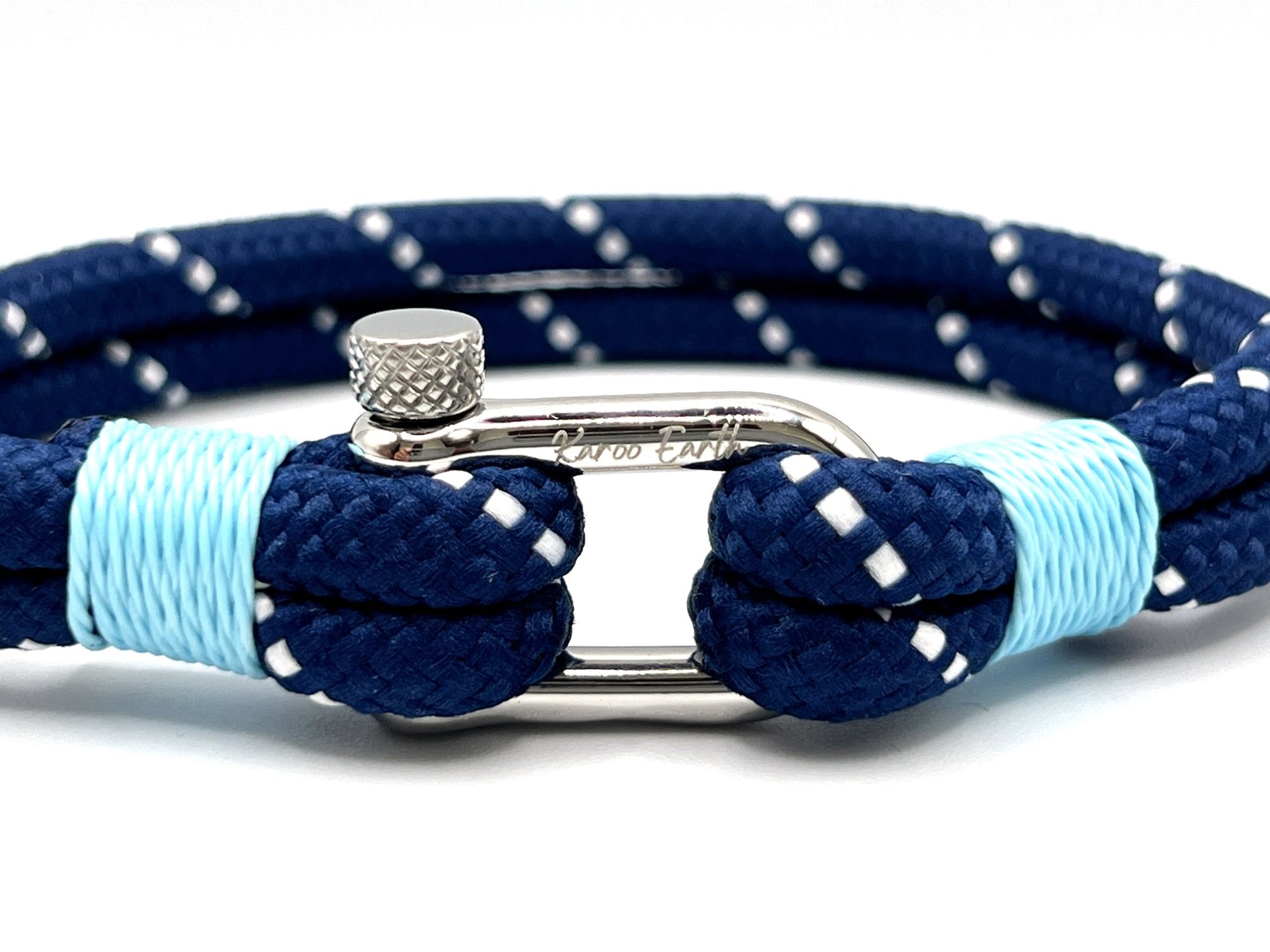 Blue Stainless Steel Nautical Sailing Rope Shackle Bracelet - Karoo Earth